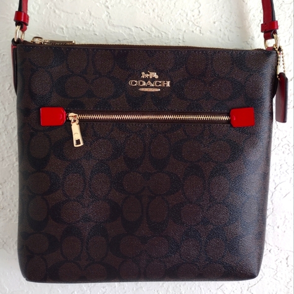 Coach Women's Mini Rowan File Top Zip Crossbody Bag in Signature Canvas C1554 - Picture 1 of 15